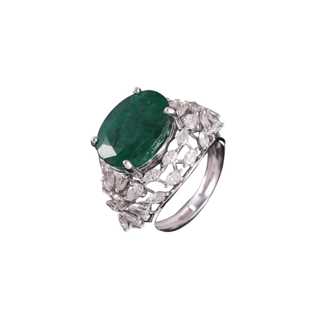 Buy Emerald Diamond Cluster Ring Online