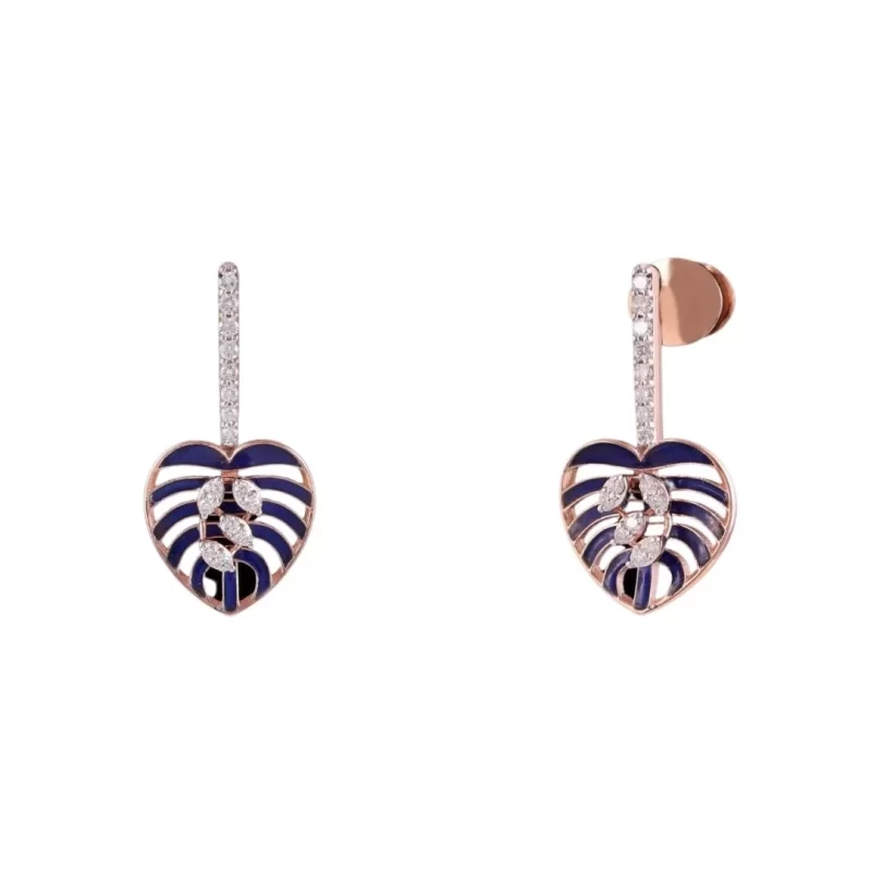 Blue Heart Shape Diamond Earring