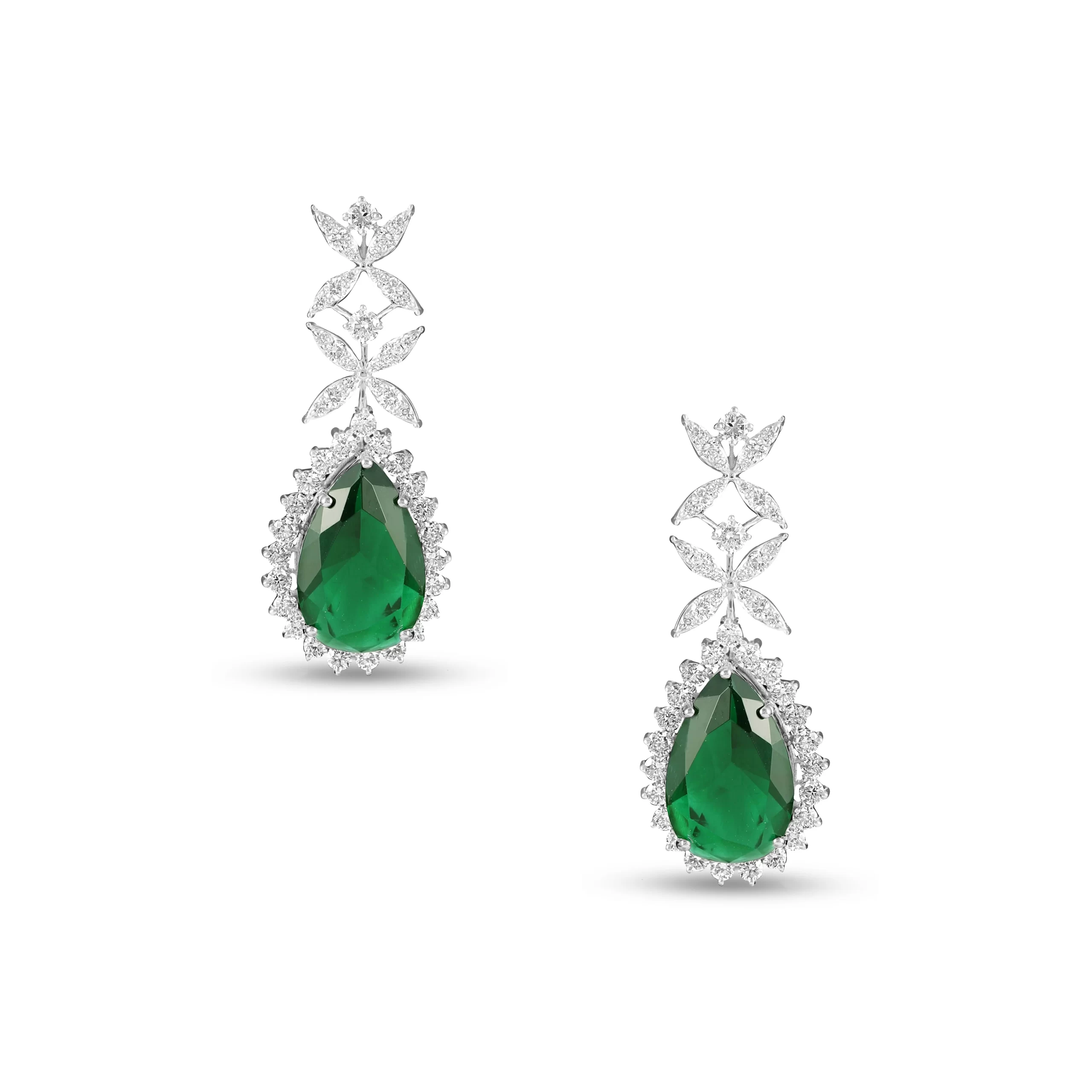 Emerald Studded Diamond Earrings Online